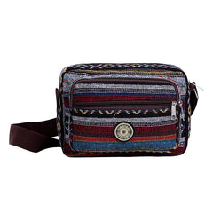 Striped Canvas Crossbody Bag for Women