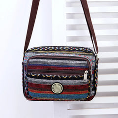 Striped Canvas Crossbody Bag for Women