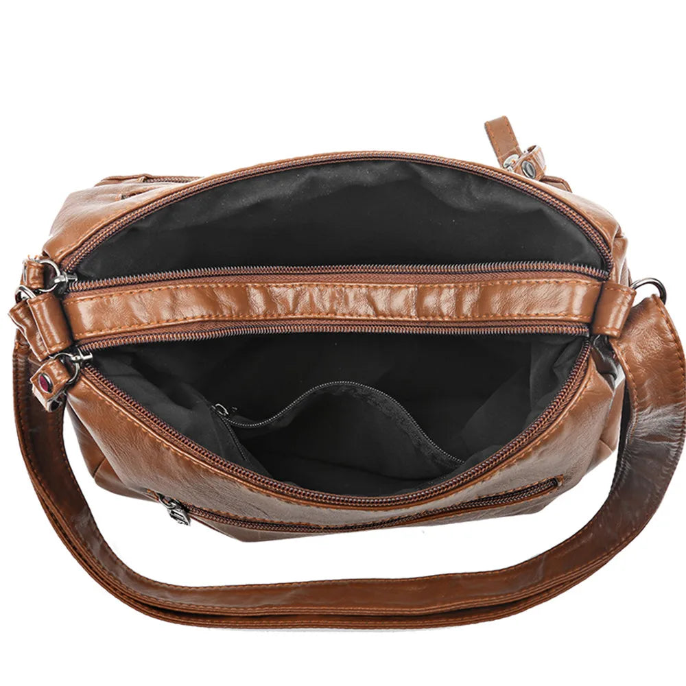 Vintage Leather Shoulder Bag for Women Crossbody Handbag