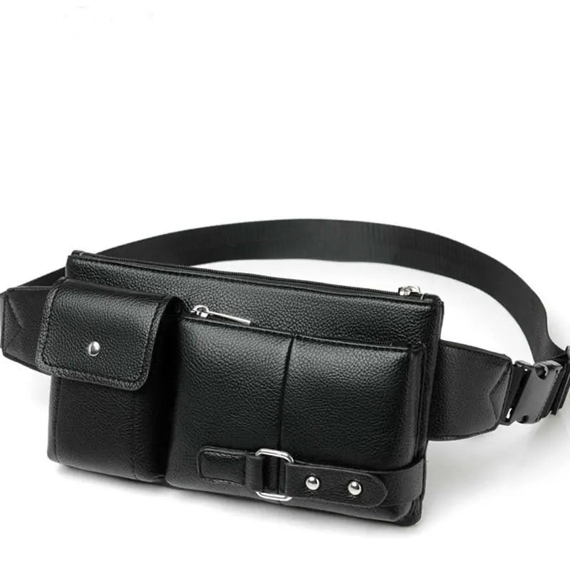 Leather Waist Bag Slim Shoulder Bag Hip Purse Adjustable Belt Strap