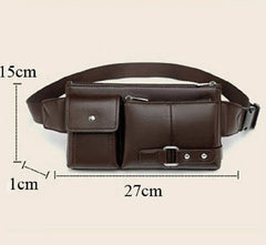 Leather Waist Bag Slim Shoulder Bag Hip Purse Adjustable Belt Strap