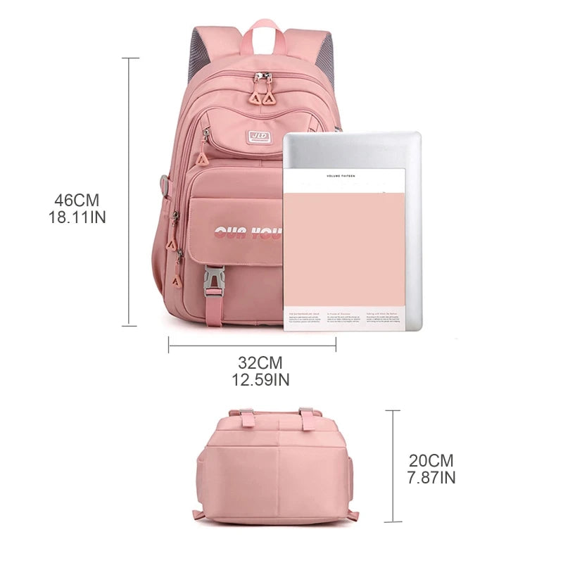 Nylon Backpack Travel Rucksack School Bag for Women Teenagers