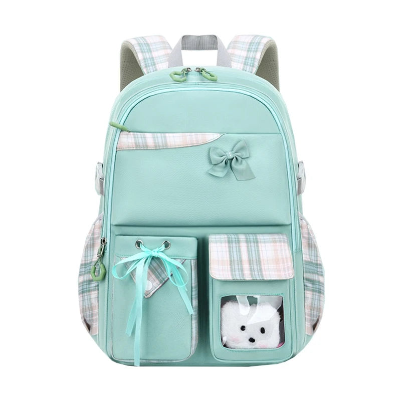 Nylon School Bag Backpack for Girls with Bowknot