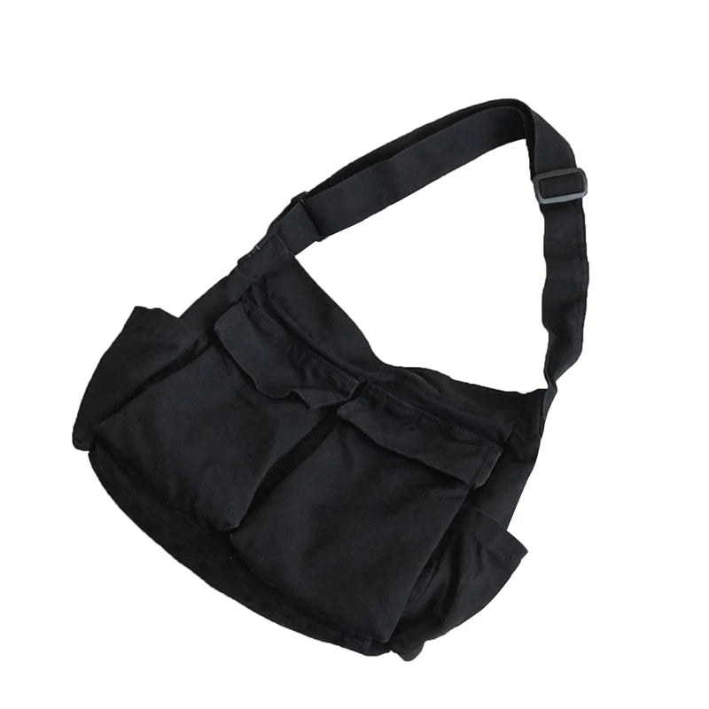 Canvas Big Size Handbag High Street Hip Hop Zipper Messenger Bag