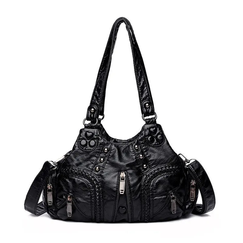 Soft Pu Leather Zipper Hobo Purse - Large Capacity Daily Shoulder Bag