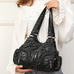 Soft Pu Leather Zipper Hobo Purse - Large Capacity Daily Shoulder Bag