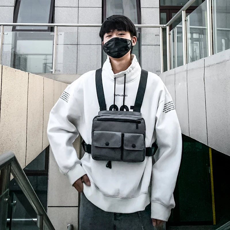 Women's Multi-function Secret Hiding Pocket Vest Hip-Hop Street Wear Bag