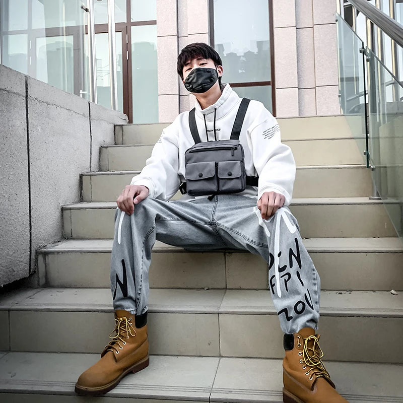Women's Multi-function Secret Hiding Pocket Vest Hip-Hop Street Wear Bag