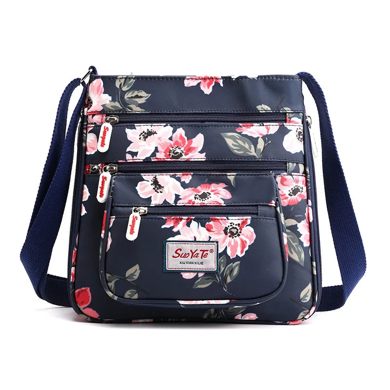 Floral Pattern Multi-pocket Shoulder Bag for Women