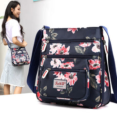Floral Pattern Multi-pocket Shoulder Bag for Women