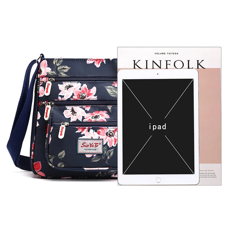 Floral Pattern Multi-pocket Shoulder Bag for Women