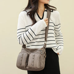 Leather Crossbody Bag Riveted Handbags Female Shoulder Totes Purse