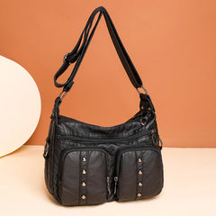 Leather Crossbody Bag Riveted Handbags Female Shoulder Totes Purse
