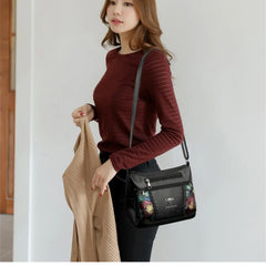 Flower Handbags Women's Soft Leather Shoulder Messenger Sac