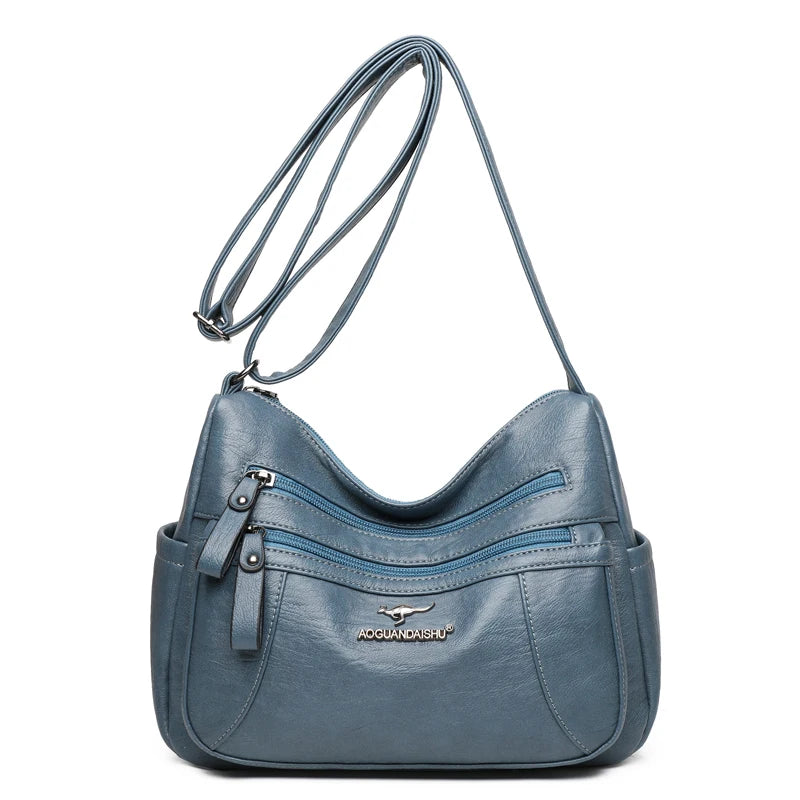 Soft Leather Crossbody Bag Multi-pocket Women Shoulder Bag