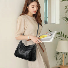 Soft Leather Crossbody Bag Multi-pocket Women Shoulder Bag