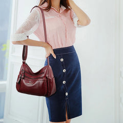 Soft Leather Crossbody Bag Multi-pocket Women Shoulder Bag