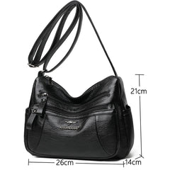 Soft Leather Crossbody Bag Multi-pocket Women Shoulder Bag