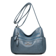 Soft Leather Crossbody Bag Multi-pocket Women Shoulder Bag