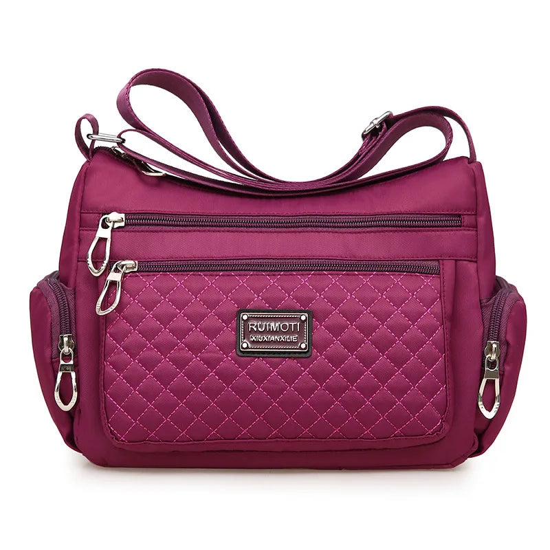 Plaid Shoulder Bag Women Waterproof Oxford Crossbody Handbag