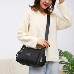 Plaid Shoulder Bag Women Waterproof Oxford Crossbody Handbag