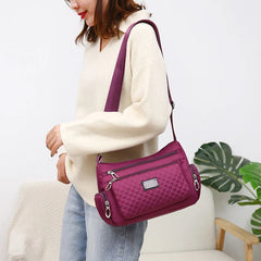 Plaid Shoulder Bag Women Waterproof Oxford Crossbody Handbag