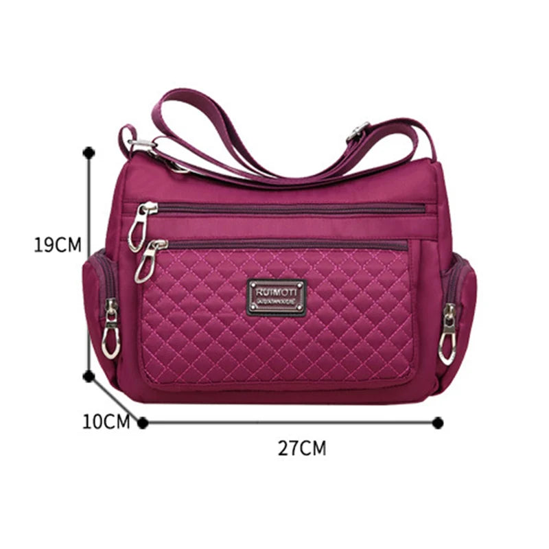 Plaid Shoulder Bag Women Waterproof Oxford Crossbody Handbag