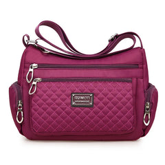 Plaid Shoulder Bag Women Waterproof Oxford Crossbody Handbag