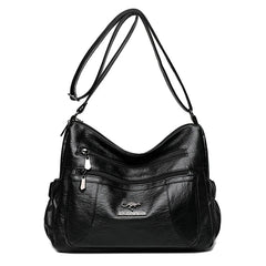 Vintage Leather Crossbody Bag Large Capacity Shoulder Messenger Handbag