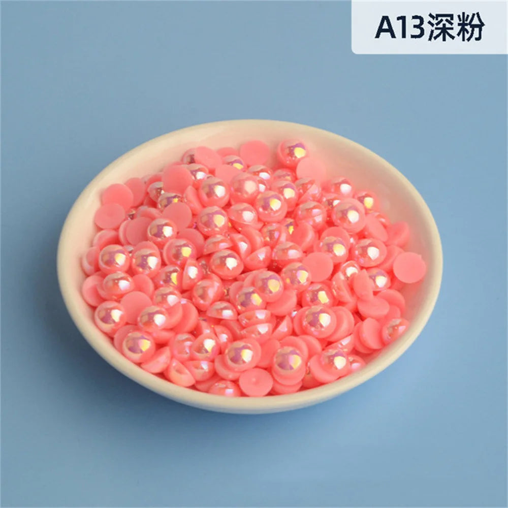 Large Bag 3-12mm Half Round AB Pearl Non-Heat Repair Glitter ABS Ornam