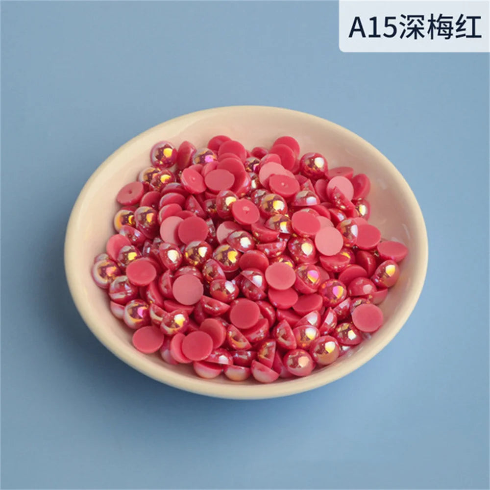 Large Bag 3-12mm Half Round AB Pearl Non-Heat Repair Glitter ABS Ornam
