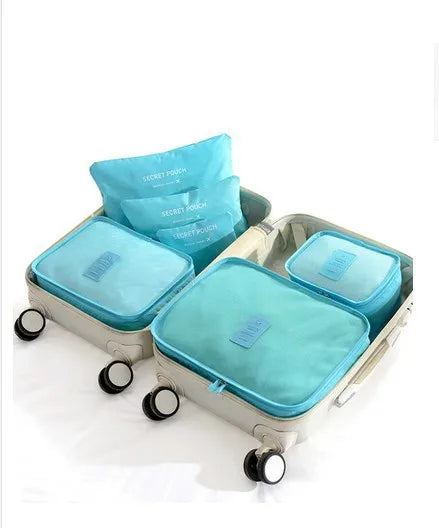 6-Piece Multicolor Travel Clothes Storage Bag Waterproof Portable Luggage