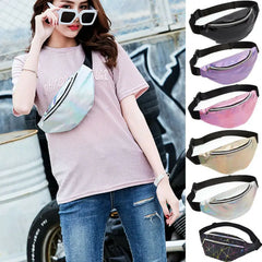 Multicolor Waist Bags Women Silver Fanny Pack Male Female Belt Bag Geometric