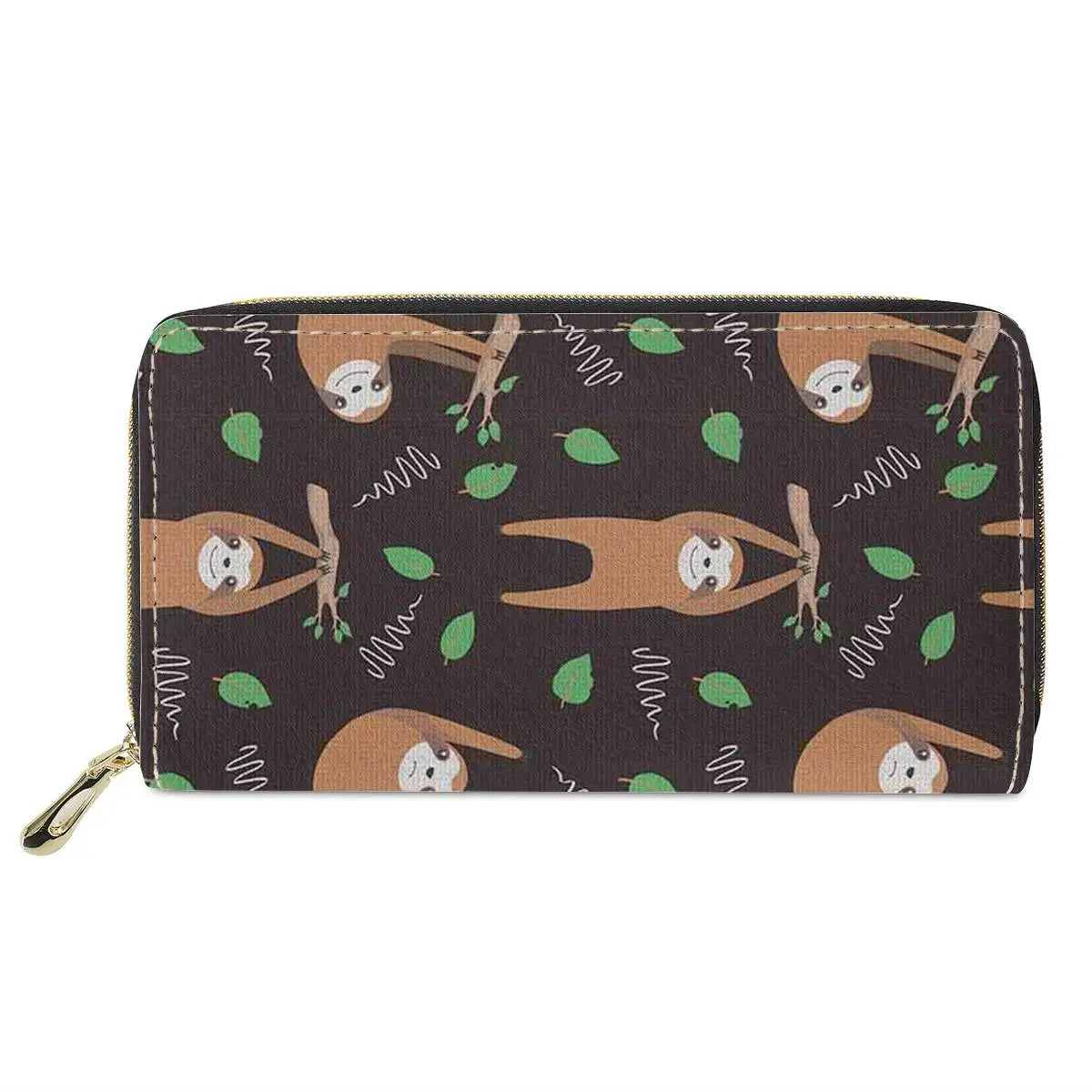 Colorful Sloth Print Long Wallet Zipper Purse Lightweight Unisex Clutch Bag