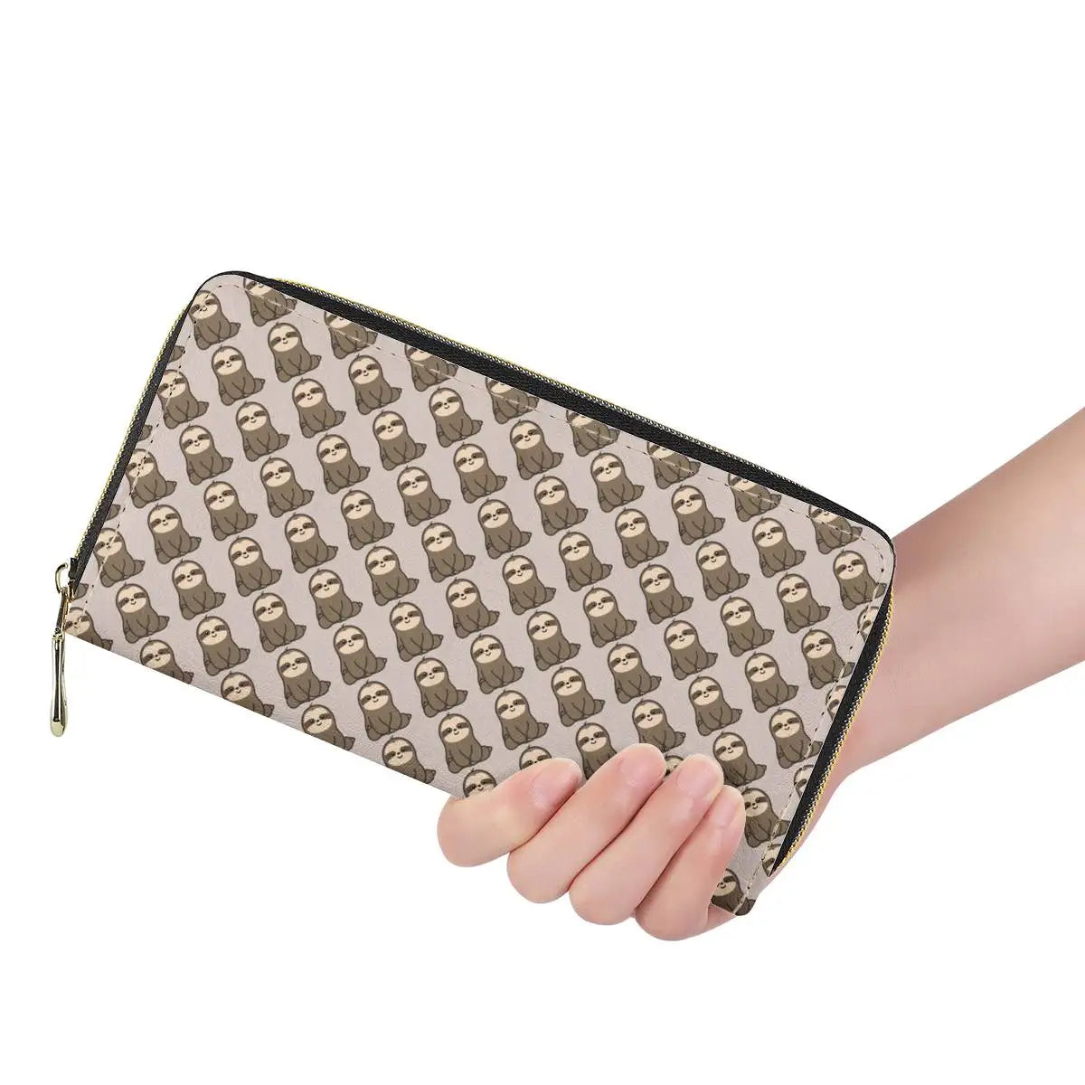 Colorful Sloth Print Long Wallet Zipper Purse Lightweight Unisex Clutch Bag