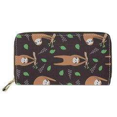 Colorful Sloth Print Long Wallet Zipper Purse Lightweight Unisex Clutch Bag
