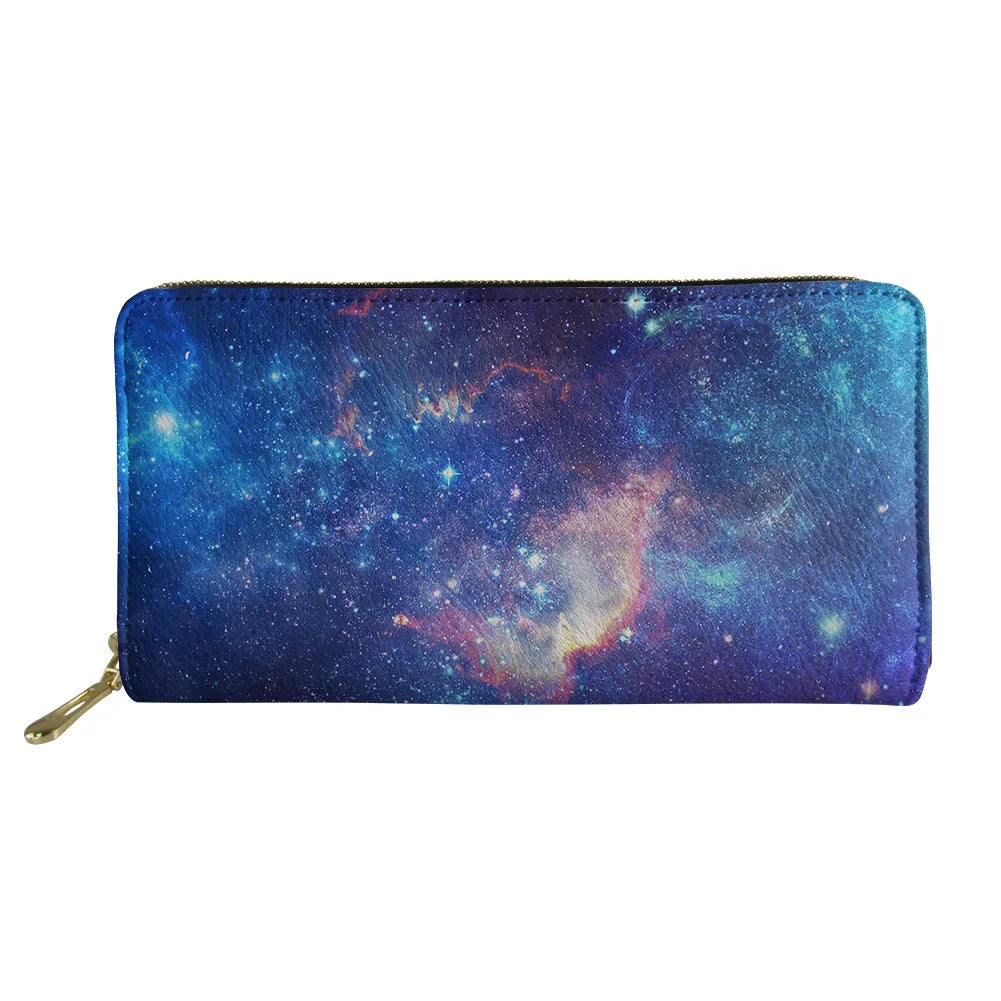 Multicolored Starry Sky Long Wallet Zipper Clutch Bag