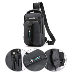 Men's USB Charging Crossbody Bag Waterproof Chest Pack
