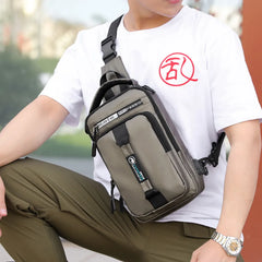 Men's USB Charging Crossbody Bag Waterproof Chest Pack