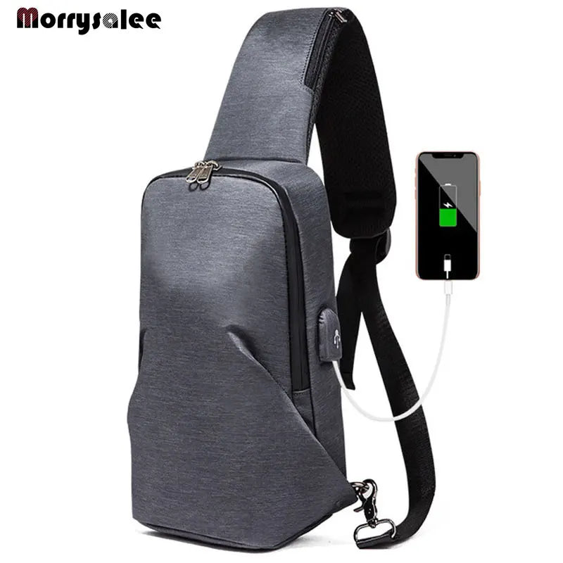 Men's USB Charging Chest Pack Crossbody Bag