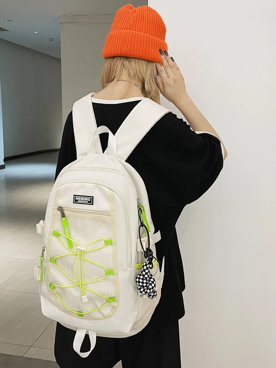 Double Zipper Women Backpack Teenager Girls Laptop Schoolbag