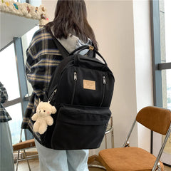 Double Zipper Women Backpack Student Shoulder Bag