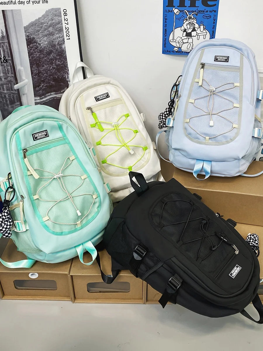 Double Zipper Women Backpack Teenager Girls Laptop Schoolbag