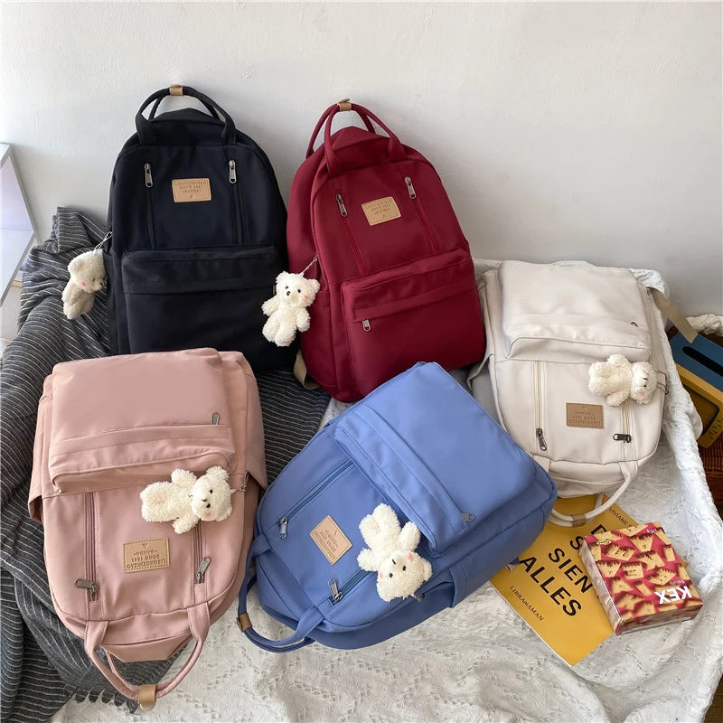 Double Zipper Women Backpack Girls