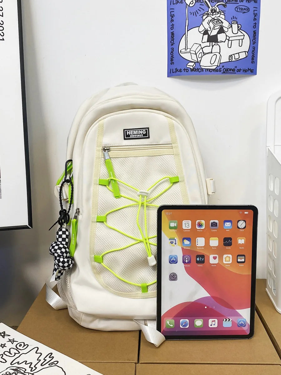 Double Zipper Women Backpack Teenager Girls Laptop Schoolbag