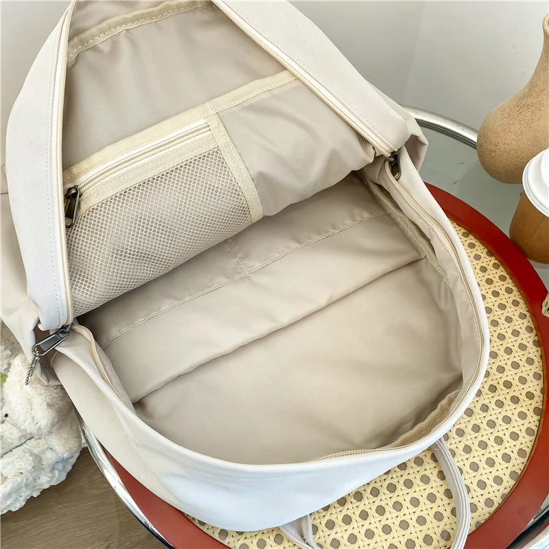 Double Zipper Women Backpack Student Shoulder Bag