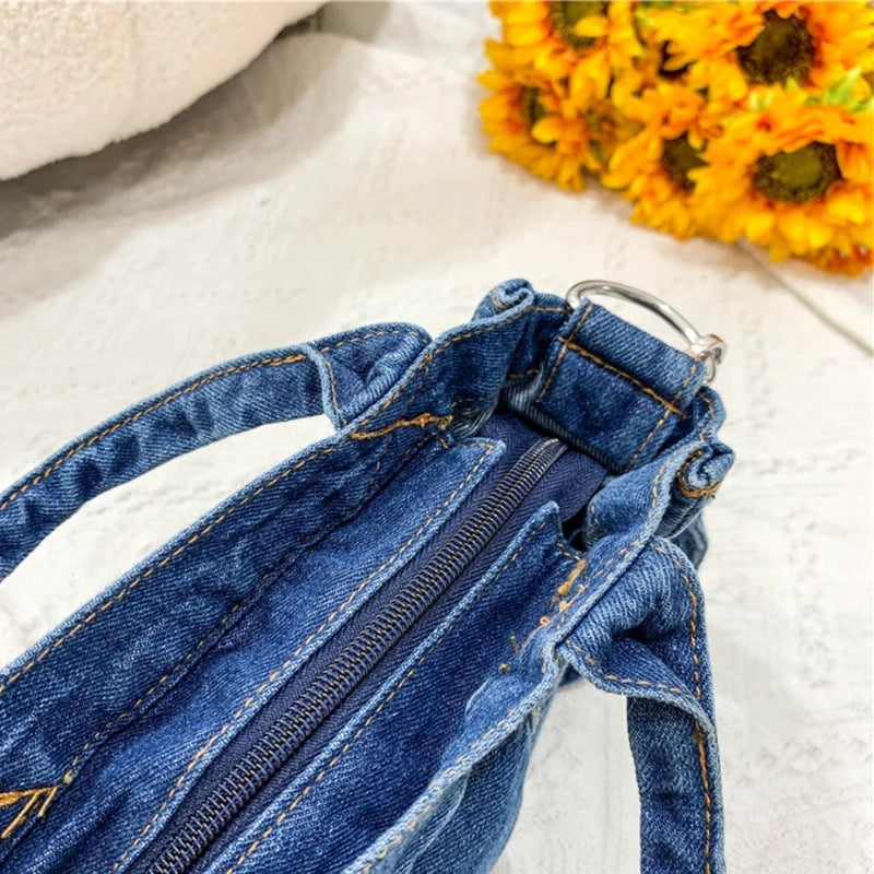 Denim Crossbody Bags with Pouch Tote Bag Casual Lightweight