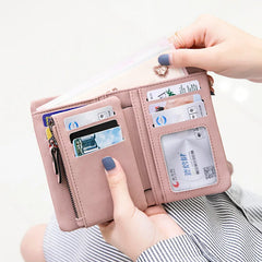 Nubuck Leather Zipper Wallet with Wrist Strap
