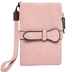 Nubuck Leather Zipper Wallet with Wrist Strap