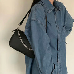 Square Crossbody Leather Shoulder Bag with Money Bag Chain